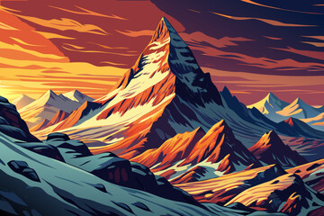 steep slope of the Matterhorn rises sharply through alpine terrain, showcasing extreme elevation, rocky surfaces, and iconic European mountain geometry