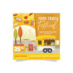 Food Truck Festival Design With Illustration and Elements
