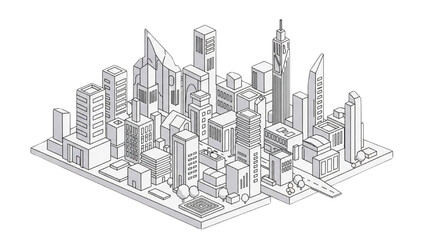 Naklejka premium Aerial view of a cityscape with modern skyscrapers and urban landscape