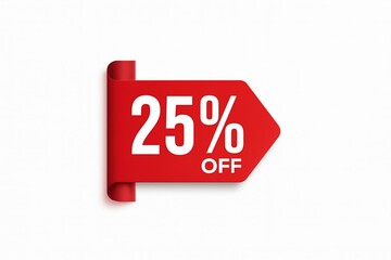 Discount label with 25 percent off on white background