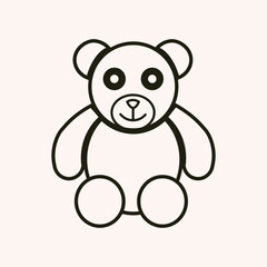Fototapeta premium Cute Teddy Bear Line Icon Minimal Cartoon Illustration.