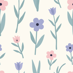 MinimalPastelTulipFloralSeamlessPattern