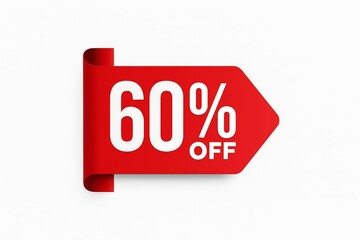 Discount offer tag with 60 percent off