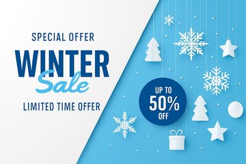 Winter sale special offer with discount up to 50 percent off