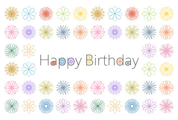 誕生日祝いのベクターイラスト(カラフルな花アイコン模様)