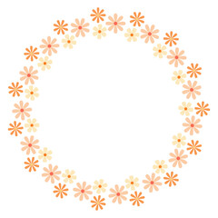 Fototapeta premium Round decorative frame with pink flowers. Flat style illustration.