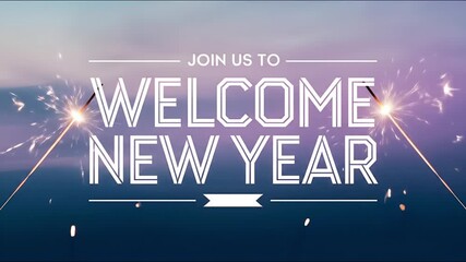Join Us To Welcome The New Year Navy Purple Gradient Design