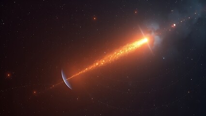 A single, glowing speck of cosmic dust on an epic journey through intergalactic space.