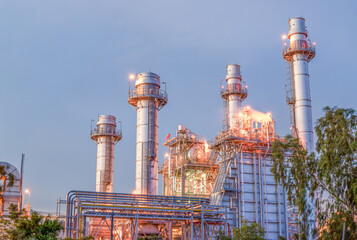 Combined Cycle Power Plant. Steam Turbine Modern Clean Power generator building. Large electricity industry.