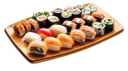 Sushi platter japanese seafood nigiri maki rolls cuisine