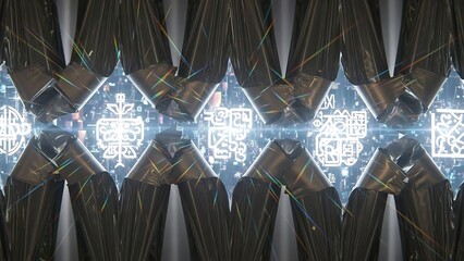 Glowing blue crystal pattern background texture.