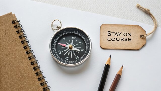 Notebook, Compass, Pencils, and Tag on White Surface