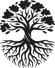 Obraz premium Ancient tree of life symbol with sprawling roots and lush leaves, representing growth, connection, and eternity