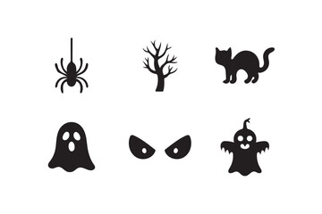 Halloween Collection on White Background.