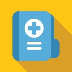 Fototapeta premium Blue folder icon featuring a white medical cross on a yellow background