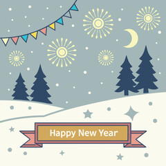 new-year-background silhouette vector design