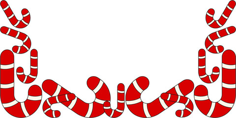 Candy Cane vector Frame isolated transparent background. Christmas empty Frame template design. Perfect holiday Sale banner background with copy space. Editable stroke EPS 10
