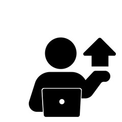 成長と向上を示すビジネスパーソンのシンプルアイコン(黒)