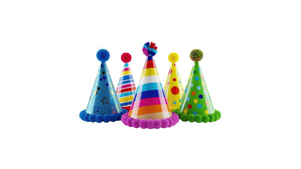 Colorful party hats on Transparent Background