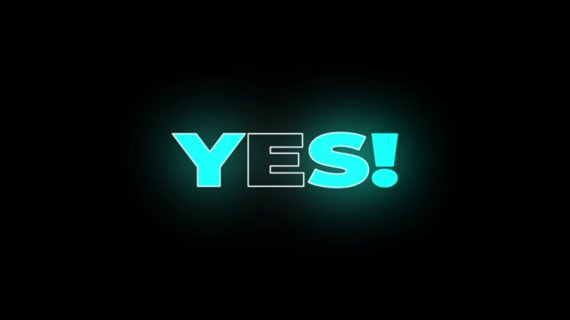 Yes neon concept on the black background. Glowing large text concept looping animation. Vintage style. Motion graphics of yes text idea. 4k video.