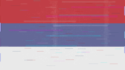 Serbia glitch flag vector, RGB split distortion, digital abstract video frame illustration