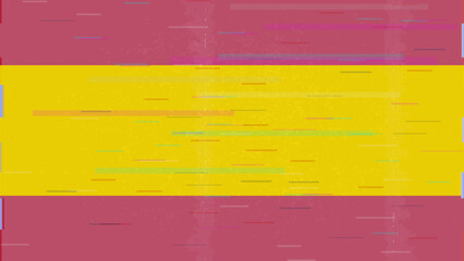 Spain glitch flag vector, RGB split distortion, digital abstract video frame illustration