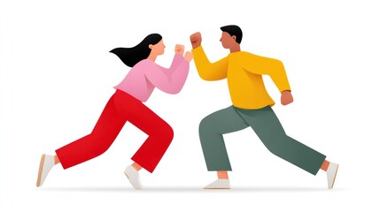 Confrontation: A dynamic illustration depicts two individuals locked in a moment of disagreement, their stances and expressions conveying tension and conflict.