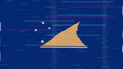 Tokelau glitch flag vector, RGB split distortion, digital abstract video frame illustration