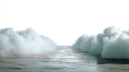 Serene Clouds Over Metallic Terrain: Capturing the ethereal beauty of clouds drifting across a textured metallic surface, evoking a sense of calm and mystery.