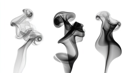 Ethereal Dance of Smoke: Delicate wisps of smoke twist and twirl, creating an abstract dance of form and shadow, revealing the transient beauty of the unseen. 