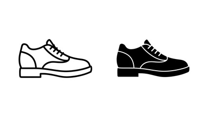 Black Outline and Solid Footwear Icons on Clean White Background