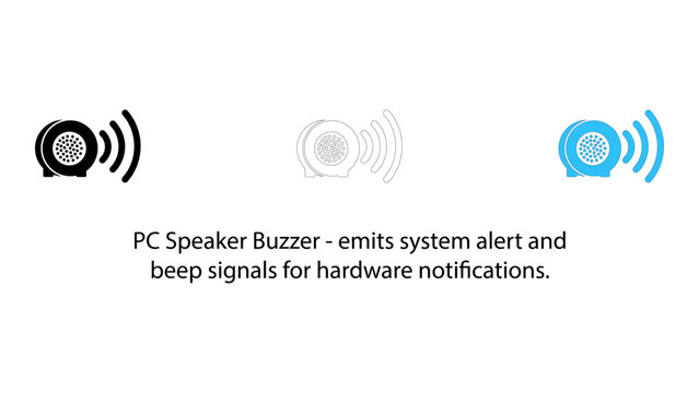Pc speaker buzzer emits system alert and beep signals for hardware notifications