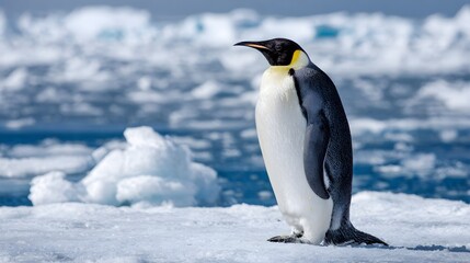 Fototapeta premium Majestic emperor penguin standing proudly on an icy Antarctic landscape