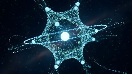 Abstract Data Network Glowing Star Shape - Futuristic Digital Connection, Technology, Innovation, 3D Render, Blue Light