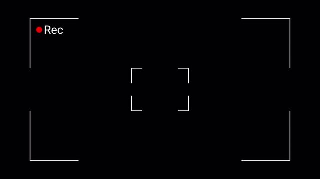 Video camera recorder screen overlay on a transparent background, Recording camera screen interface with alpha channel, Camera recording screen overlay preview in 4k.