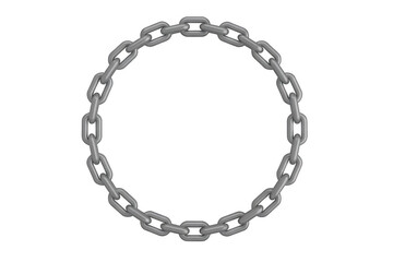Metal chain circle links metalwork isolated on a transparent background