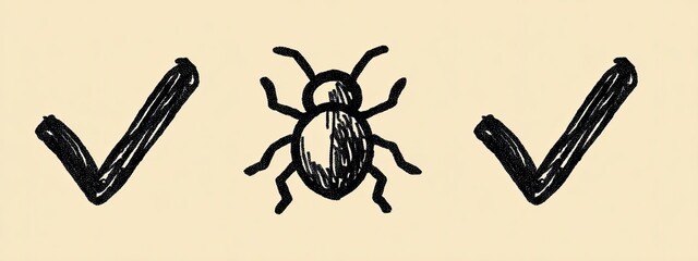 an illustration of a bug with two check marks beside it