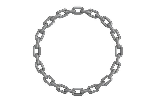 Metal chain circle links metalwork isolated on a transparent background