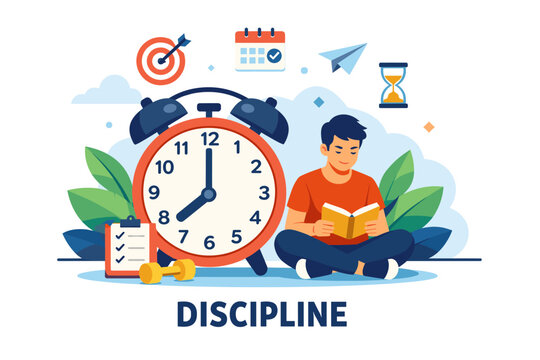 Time management and self discipline in personal development concept