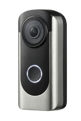 Fototapeta premium Smart video doorbell camera with button. Home security device.