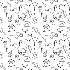 vector seamless pattern with valentine 's day elements