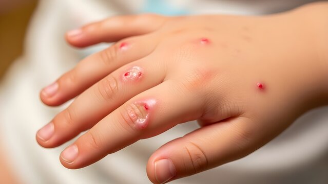baby hand Monkeypox skin problem high quality stock file. 