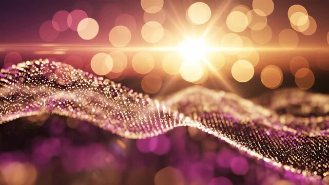 A vibrant landscape of shimmering waves glimmers under a bright sun, creating a mesmerizing effect. The waves boast varying textures, showcasing beauty and movement in the scene.