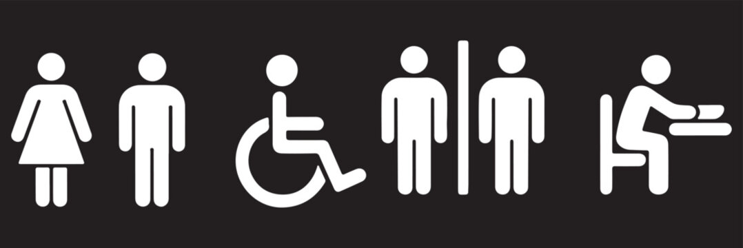 Toilet icon set for web and mobile app. Girls and boys restrooms sign and symbol. bathroom sign. wc, lavatory