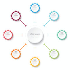 Infographic 8 options design elements for your business data. Vector Illustration.