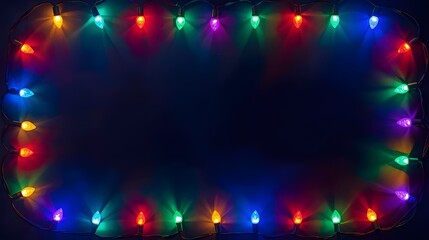 Multicolor Festive String Lights Glowing on Dark Background for Celebration