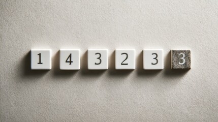 Obraz premium Minimalist numeric tiles on textured surface - concept of counting and sequence, Brain Teaser Month