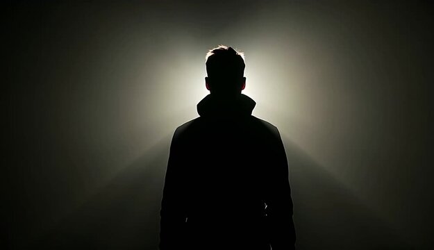 silhouette of a man in a black suit