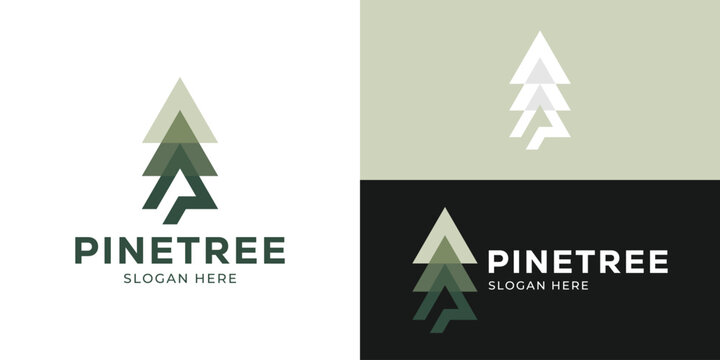 Modern overlay with initial P for pine tree logo design vector illustration.