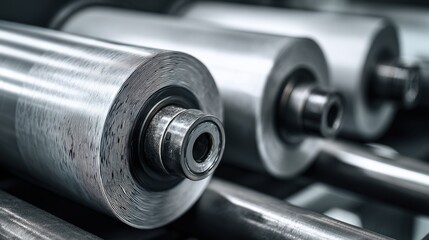 Industrial steel rollers in focus for manufacturing and production,Book Publishers Day